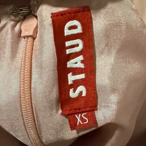 STAUD Blush Pink Short Sleeve Cut Out Tassels Wide Leg Jumpsuit Size XS